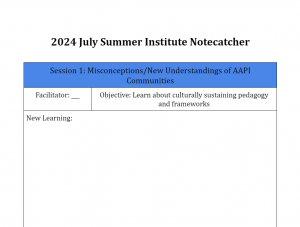 Image of the July Summer School Notecatcher Template